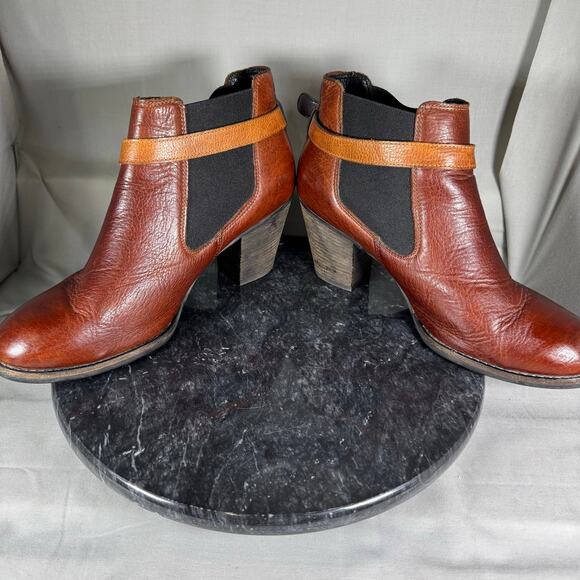 Paul Green Orsen Saddle Brown Leather Ankle Boots Women’s Size 8 US - Picture 6 of 8